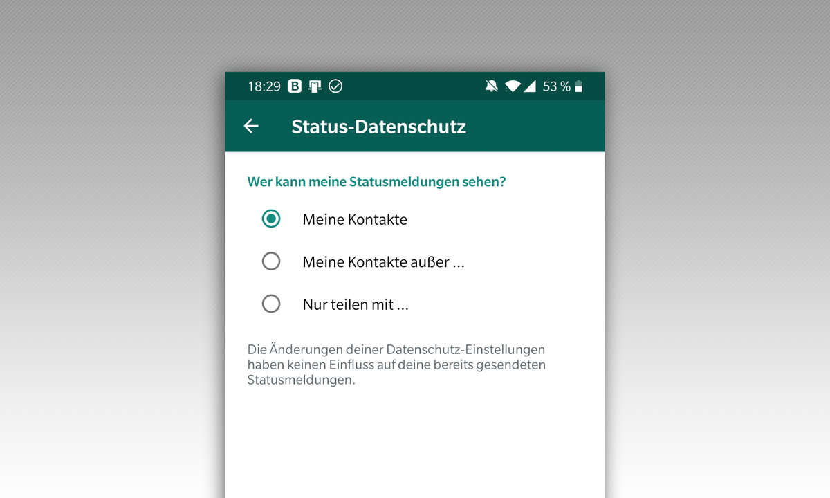 WhatsApp Status Einstellungen