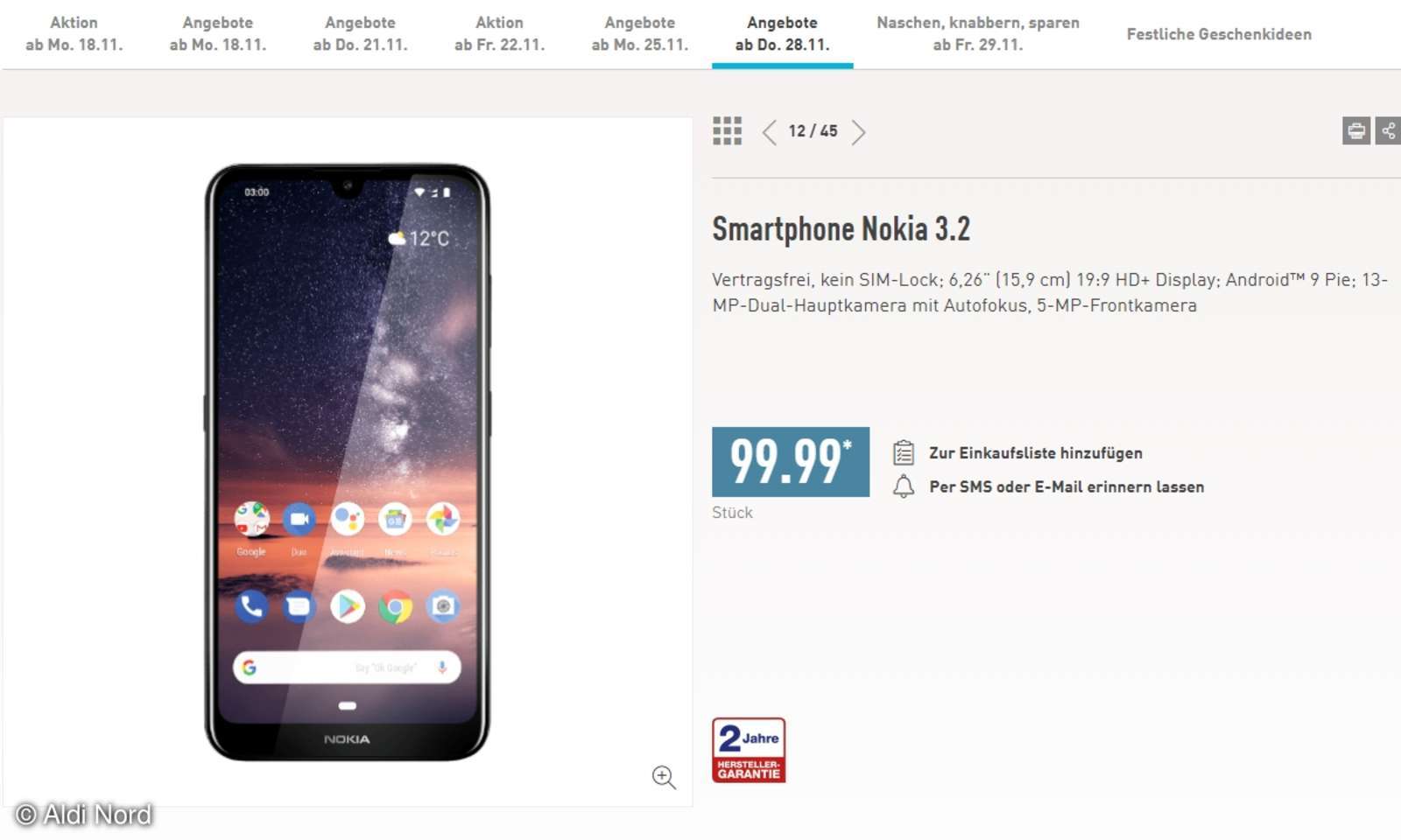 Nokia 3.1 Plus bei Aldi Nord ab 14. März im Angebot Smartphone im