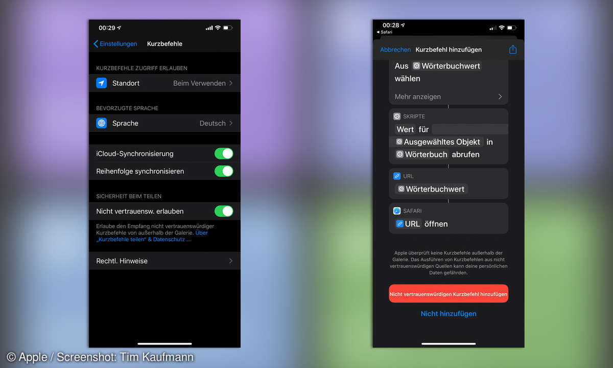 iOS Kurzbefehle