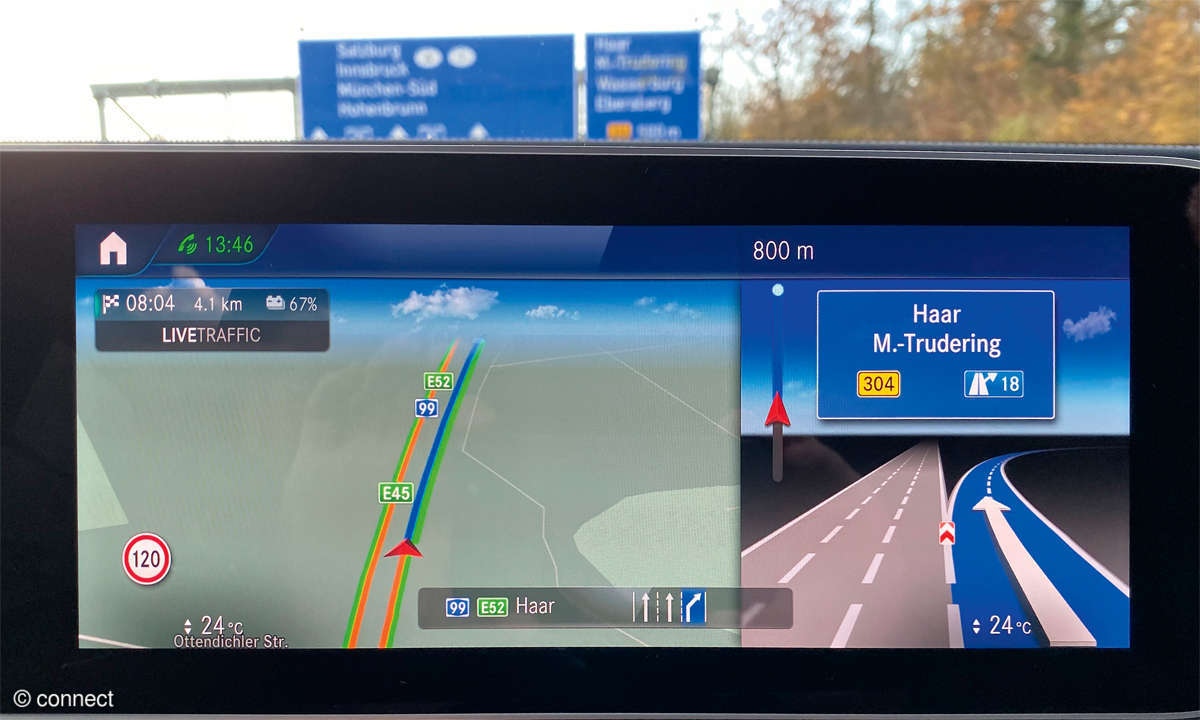 Mercedes EQC 400 4MATIC im Test: Navigation - Splitscreen