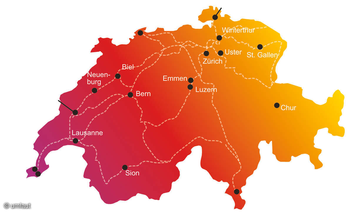 Mobilfunk-Test im Zug: Schweizerische Bundesbahnen - Test-Strecken