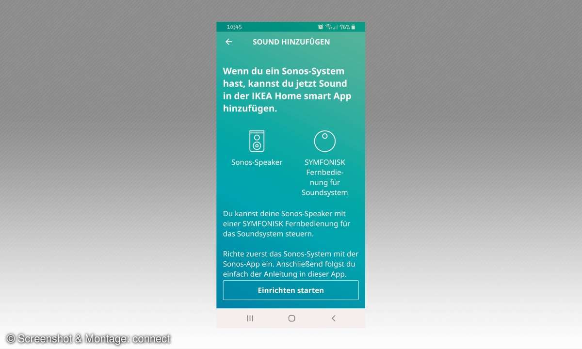 Heimvernetzung mit IKEA: Symfonisk WiFi-Speaker - App Screenshot