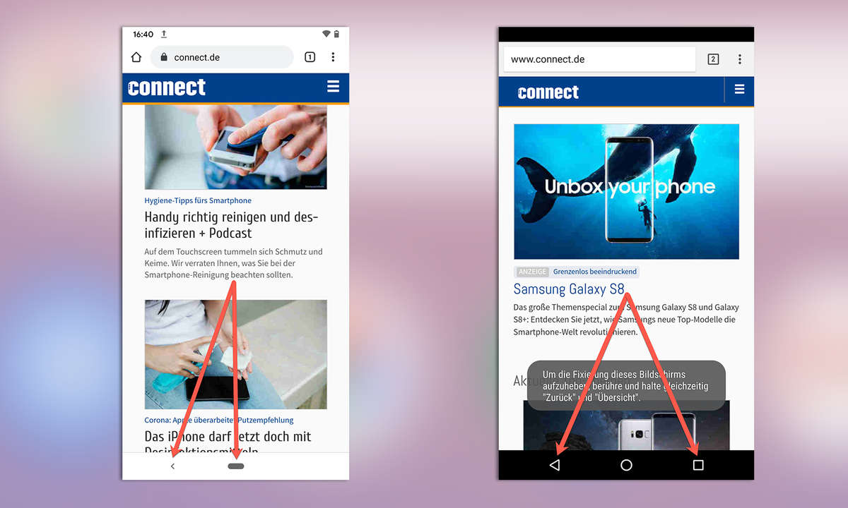 Android Bildschirmfixierung