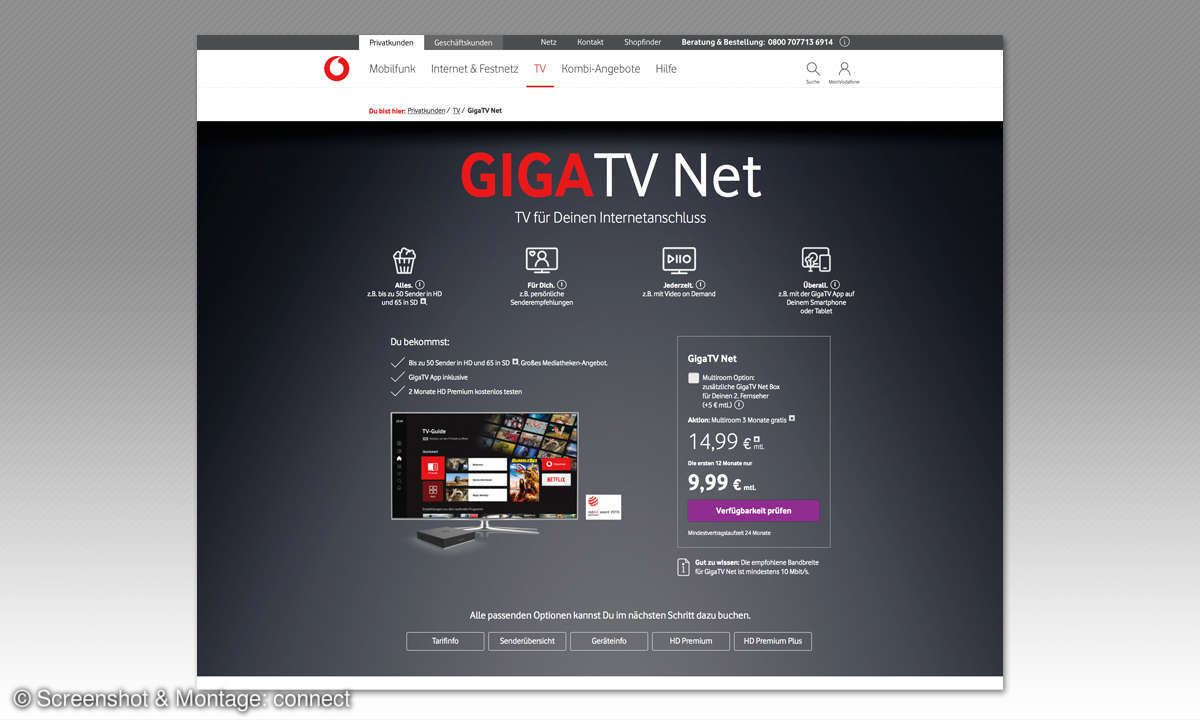 IPTV-Anbieter im Test: Vodafone Giga TV Net (Big Player) Screenshot