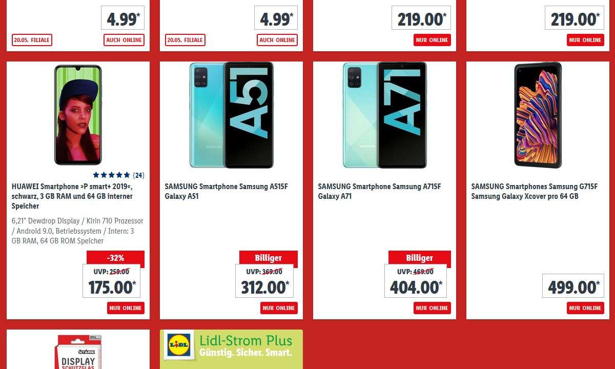 Lidl-Angebote mit Smartphones