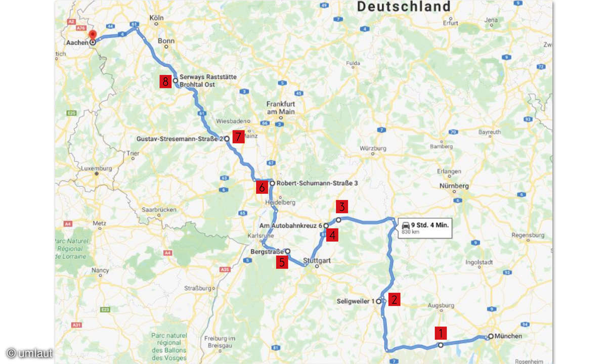 Ladenetztest 2020: Routenplanung Screenshot 2