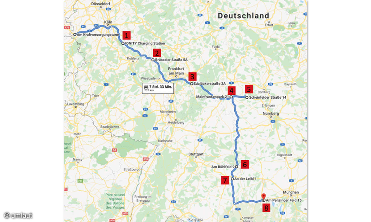 Ladenetztest 2020: Routenplanung Screenshot 1