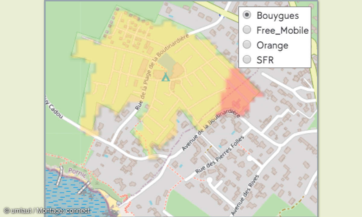 Mobilfunknetztest-Campingplätze: Frankreich - Camping La Boutinardière