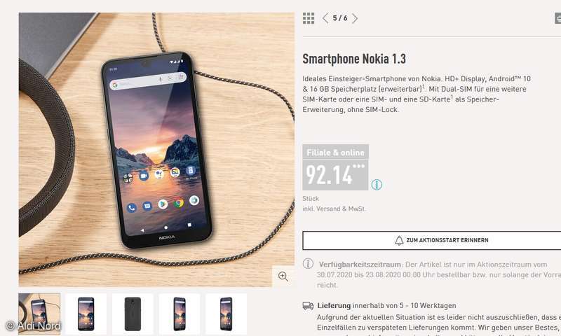 Nokia 3.1 Plus bei Aldi Nord ab 14. März im Angebot Smartphone im