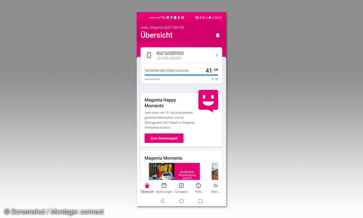 Service-App-Test 2020: Mein Magenta Austria - Screenshot