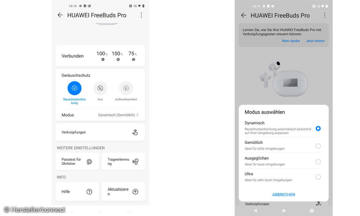 Die App zu den Huawei FreeBuds Pro