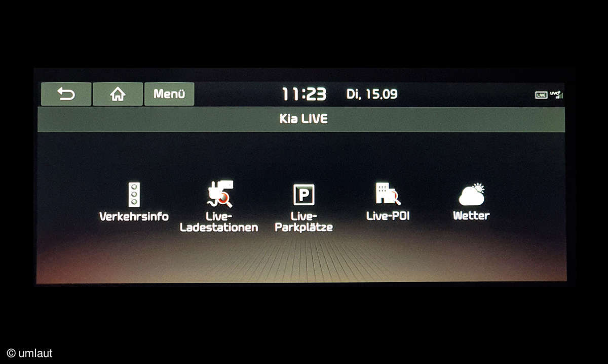 Kia e-Niro Spirit: Connectivity - Screenshot Kia LIVE