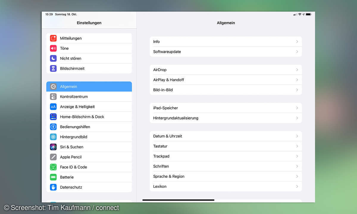 iPad einrichten Allgemein
