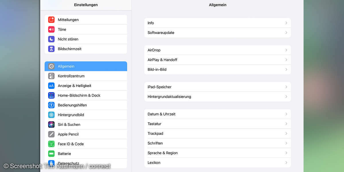 iPad einrichten Allgemein