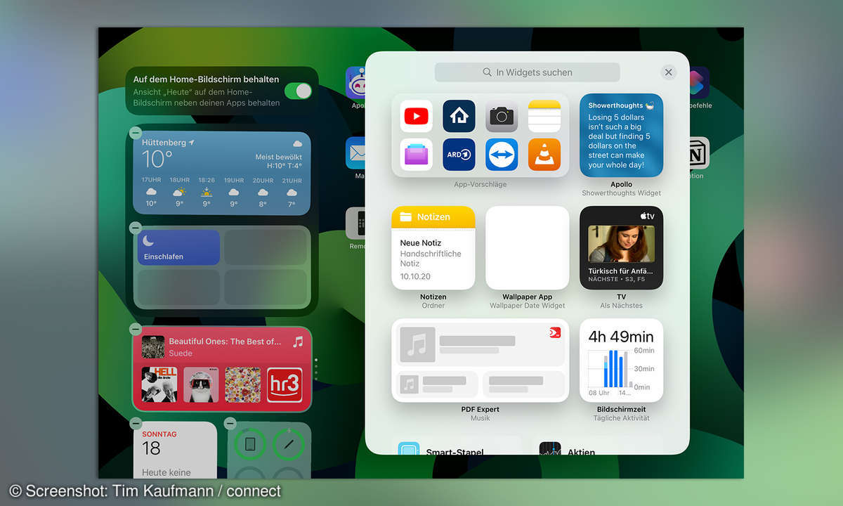 iPad einrichten Widgets