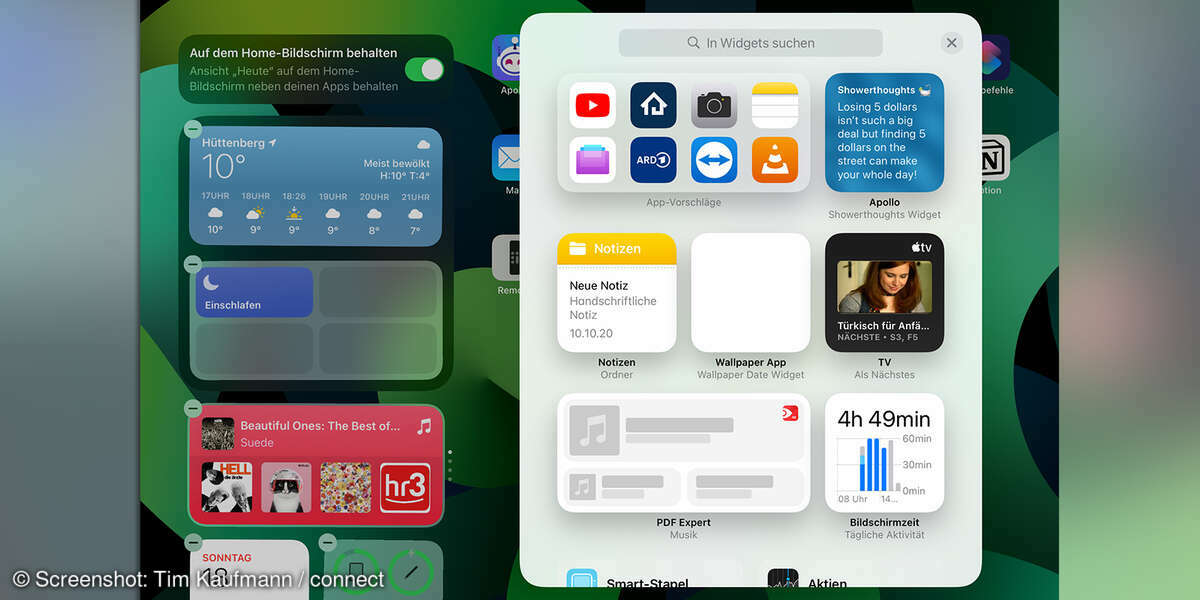 iPad einrichten Widgets