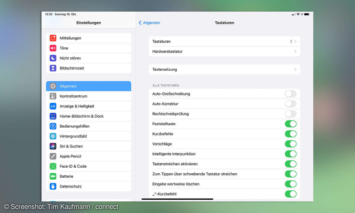 iPad einrichten Tastatur