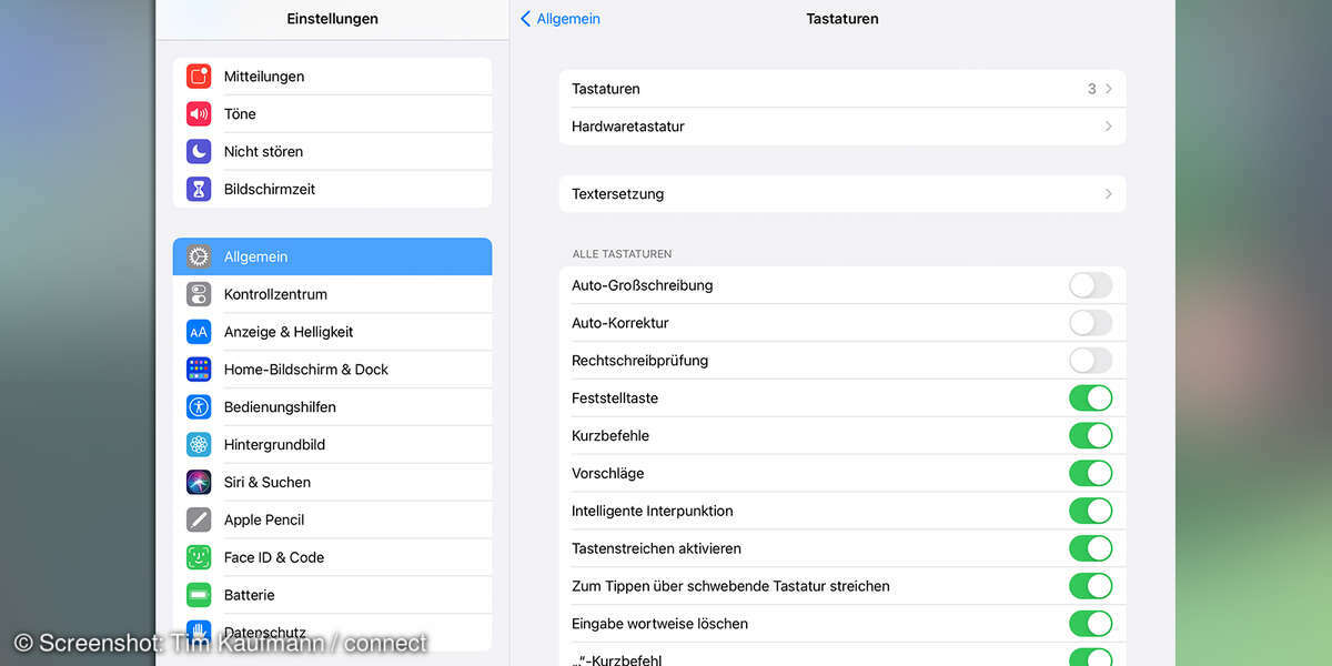 iPad einrichten Tastatur