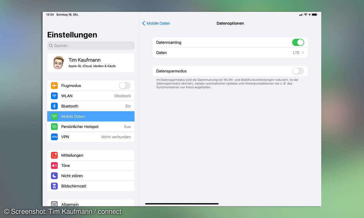iPad einrichten mobile Daten