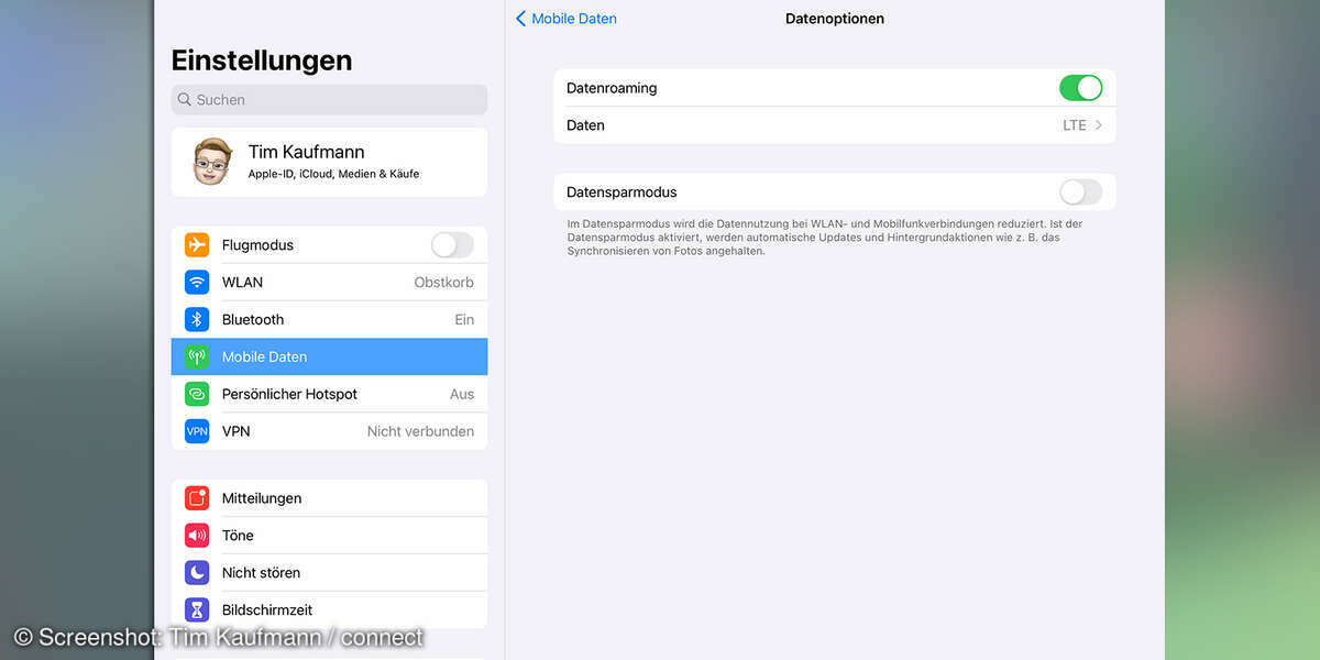iPad einrichten mobile Daten