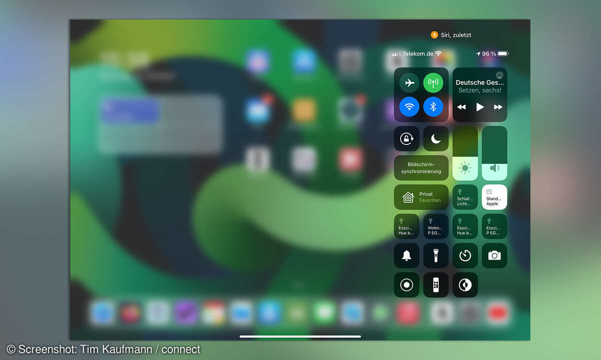 iPad einrichten Kontrollzentrum