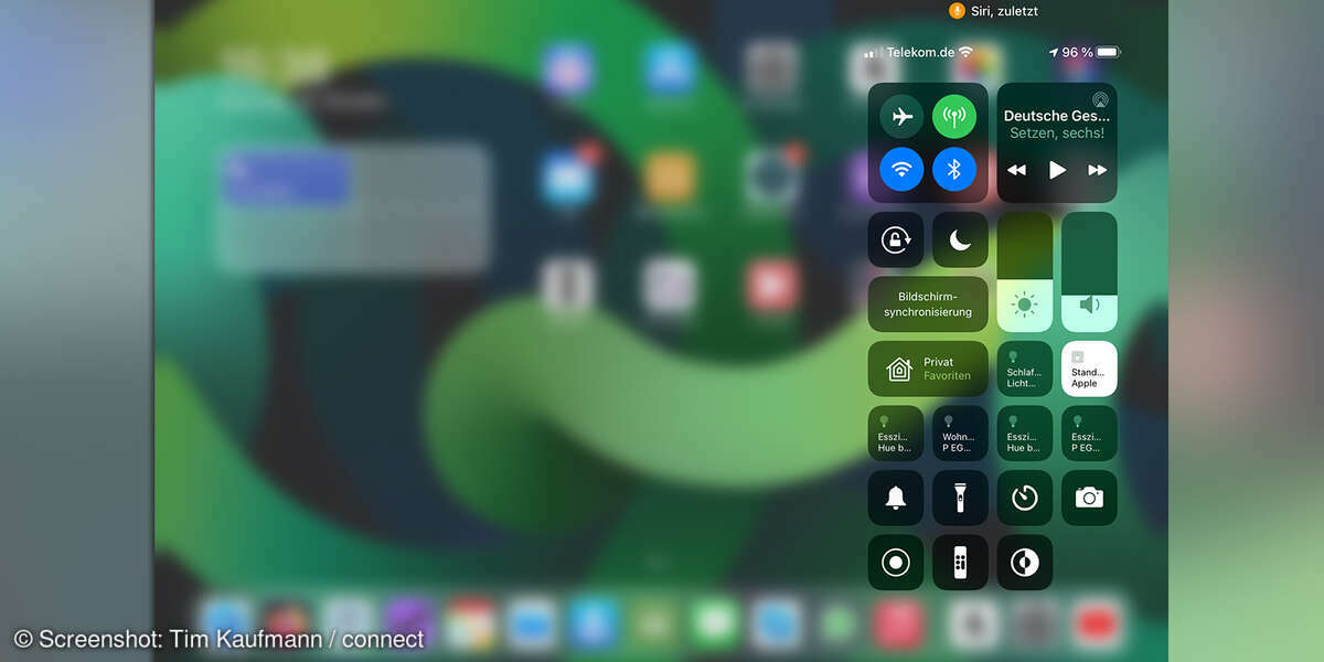 iPad einrichten Kontrollzentrum