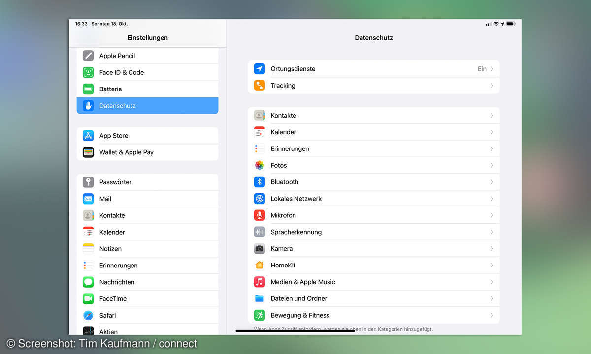iPad einrichten Datenschutz
