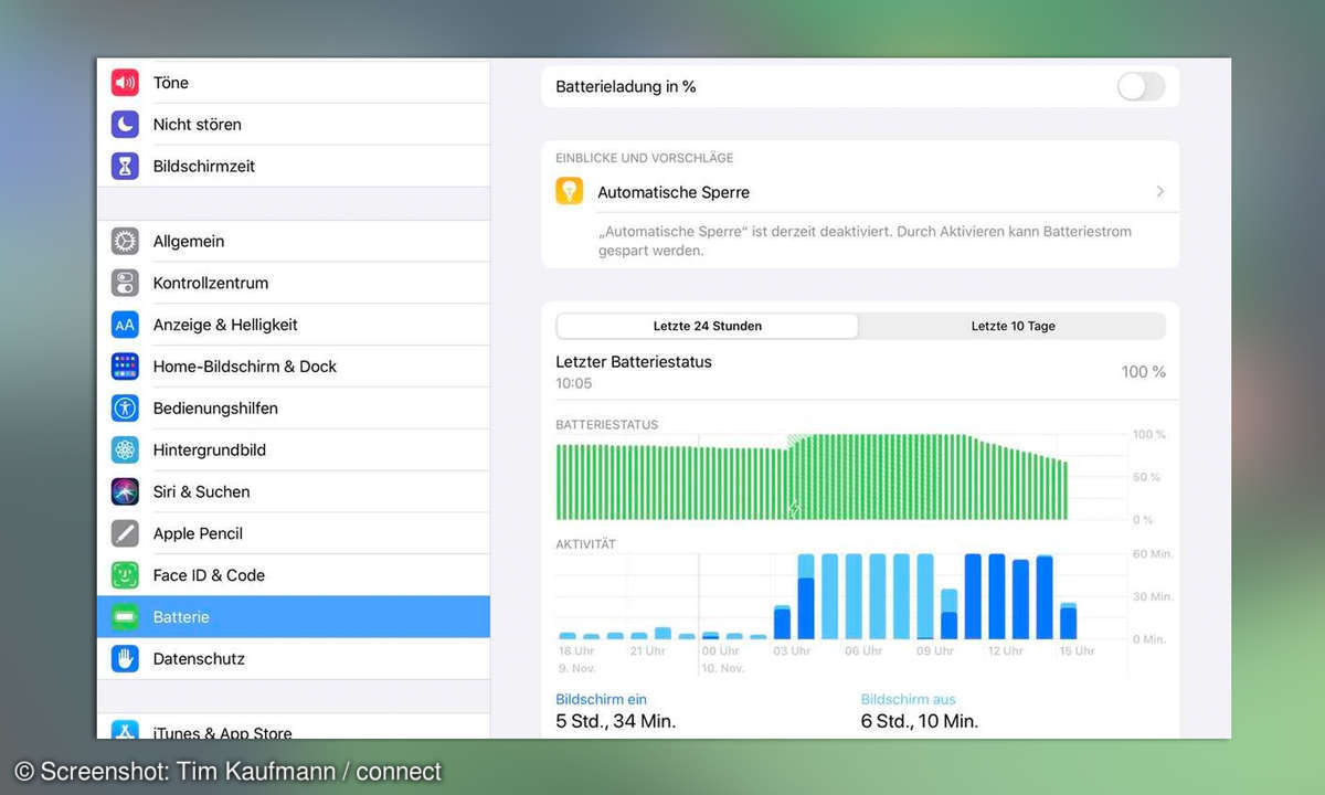 iPad einrichten Batterie