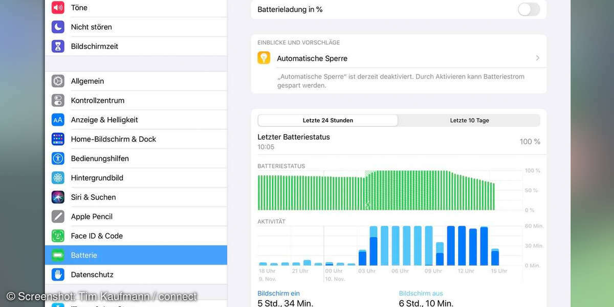 iPad einrichten Batterie