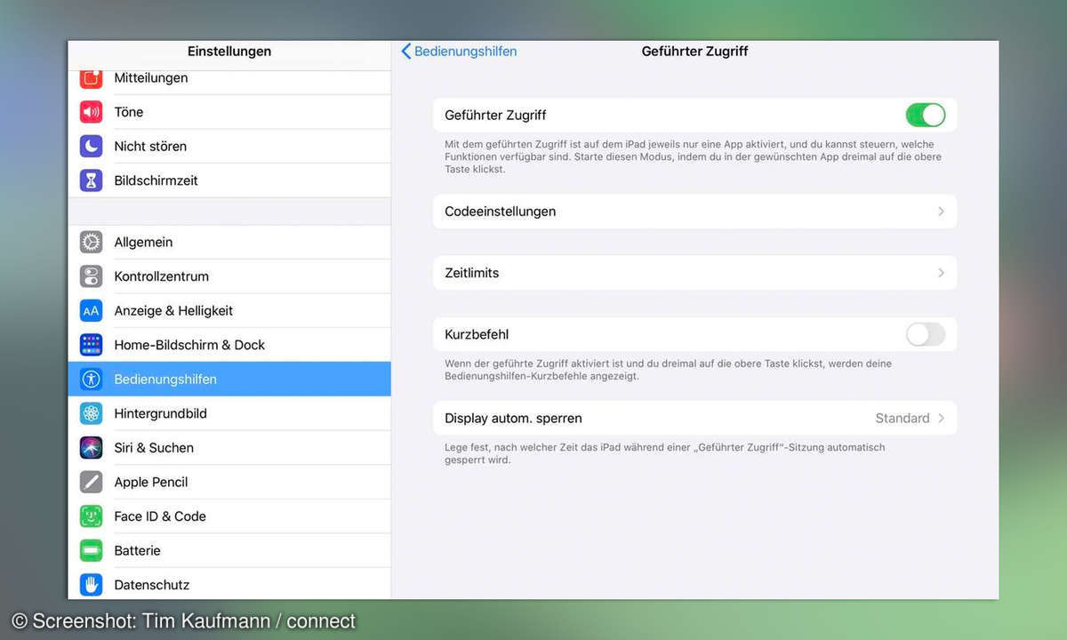iPad einrichten: Geführter Zugriff