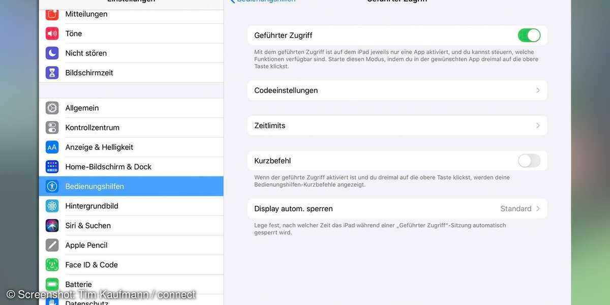 iPad einrichten: Geführter Zugriff
