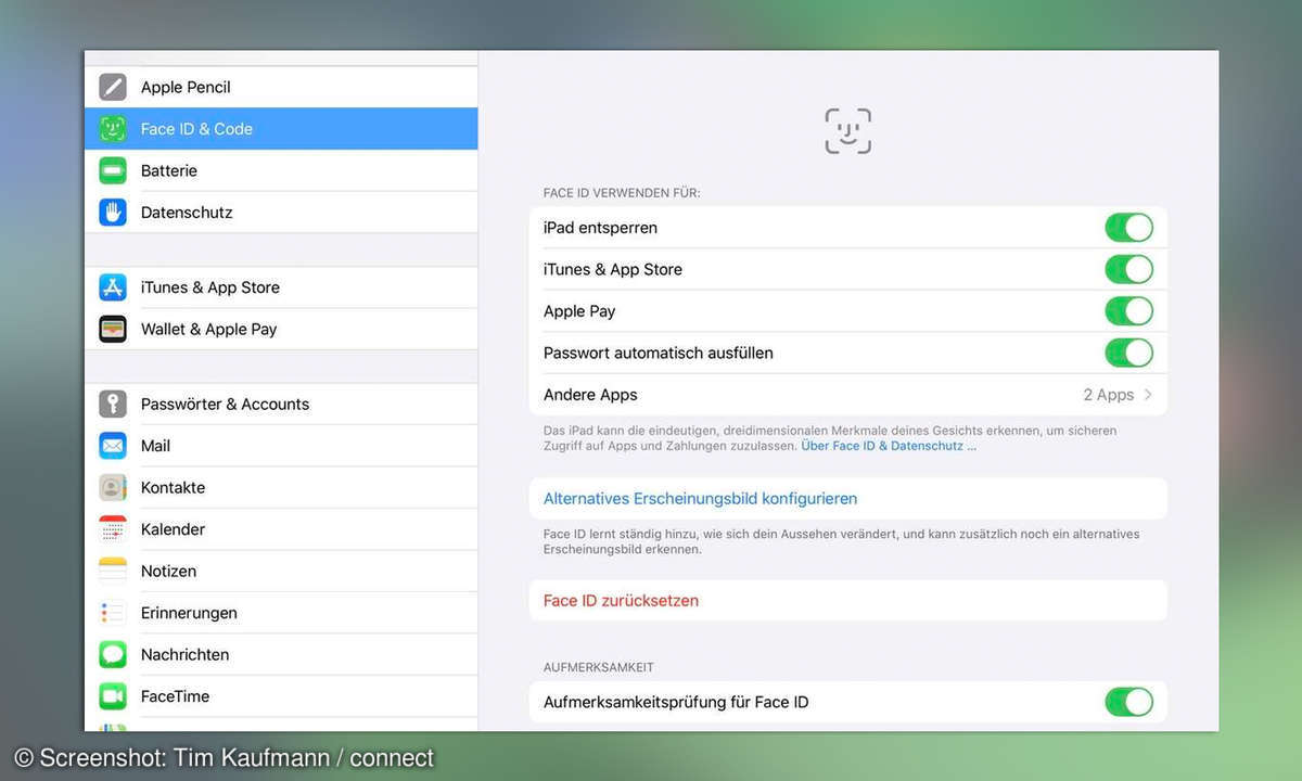 iPad einrichten: TouchID und FaceID
