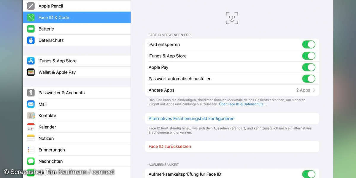 iPad einrichten: TouchID und FaceID