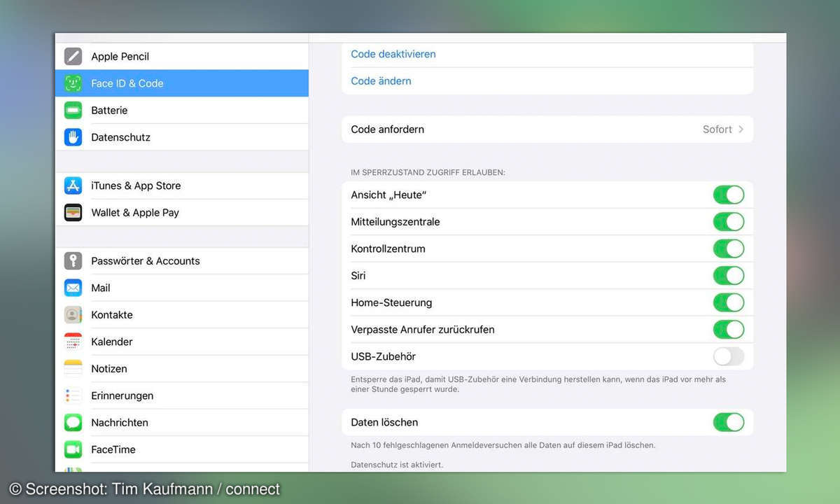 iPad einrichten: Sperrbildschirm