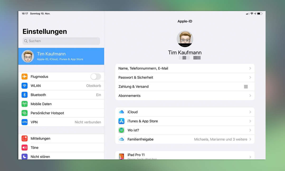 iPad einrichten: iCloud-Einstellungen
