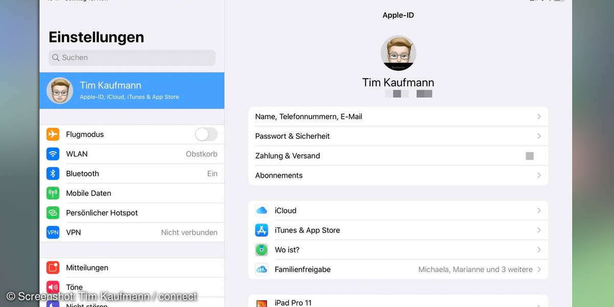 iPad einrichten: iCloud-Einstellungen