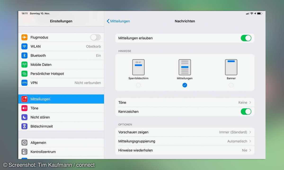 iPad einrichten: Hinweise wiederholen