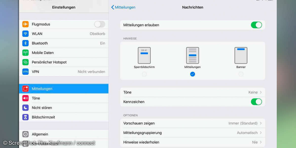 iPad einrichten: Hinweise wiederholen