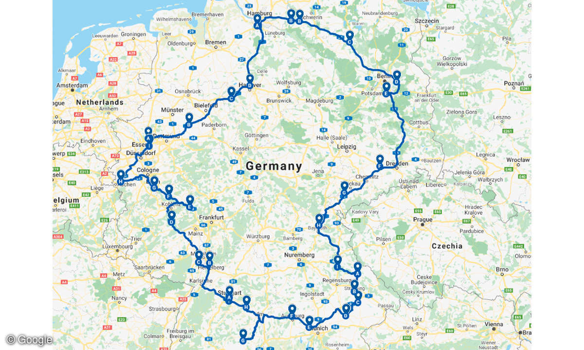 Ladenetztest DACH-Gebiet: Testroute Deutschland