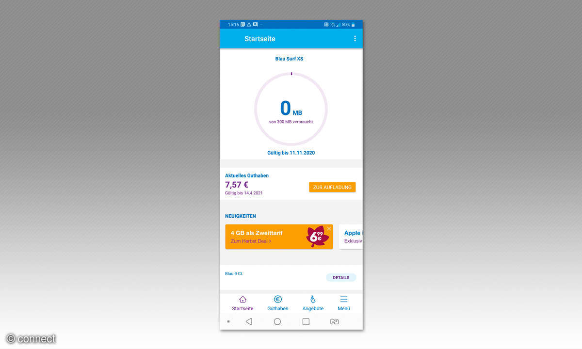 Mein Blau Service App Mobilfunk-Discounter Screenshot