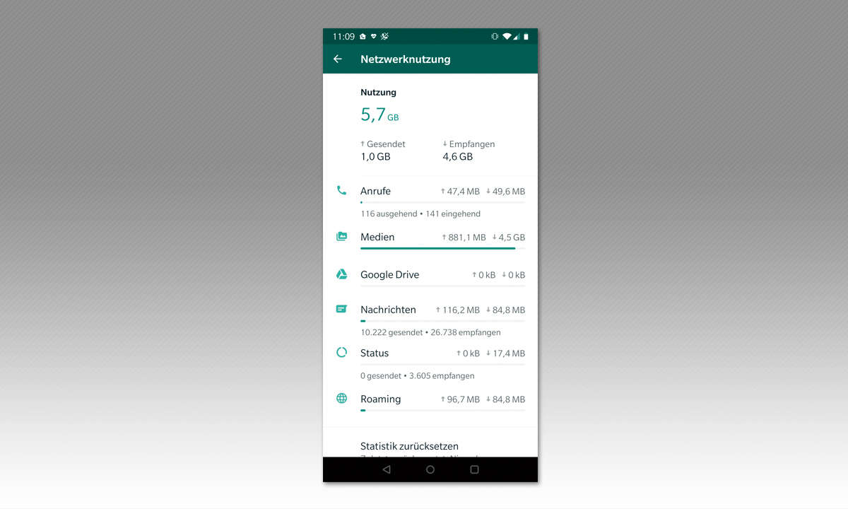 Tipp 1: WhatsApp-Statistik Netzwerknutzung