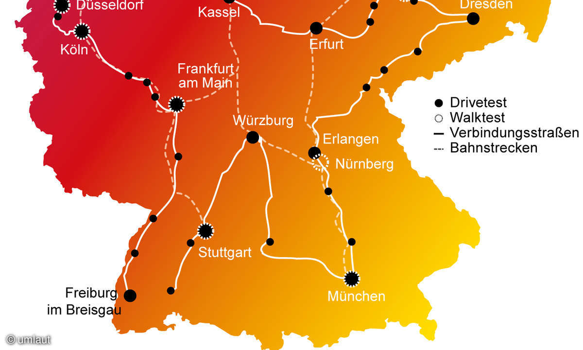 Mobilfunk-Netztest 2021 Deutschland Karte (Mitte-Süden)