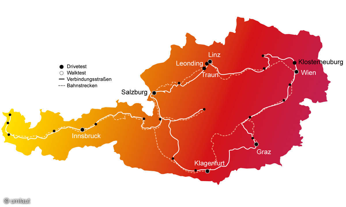Mobilfunk-Netztest 2021 Österreich Karte