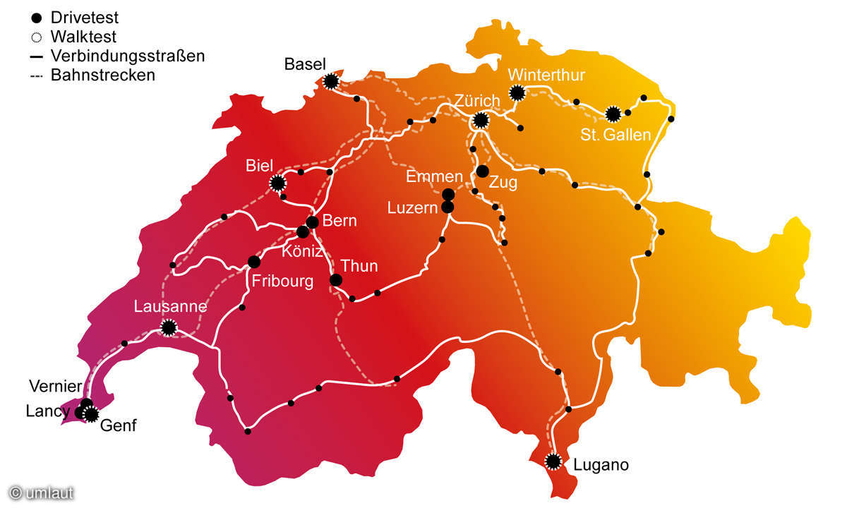 Mobilfunk-Netztest 2021 Schweiz Karte