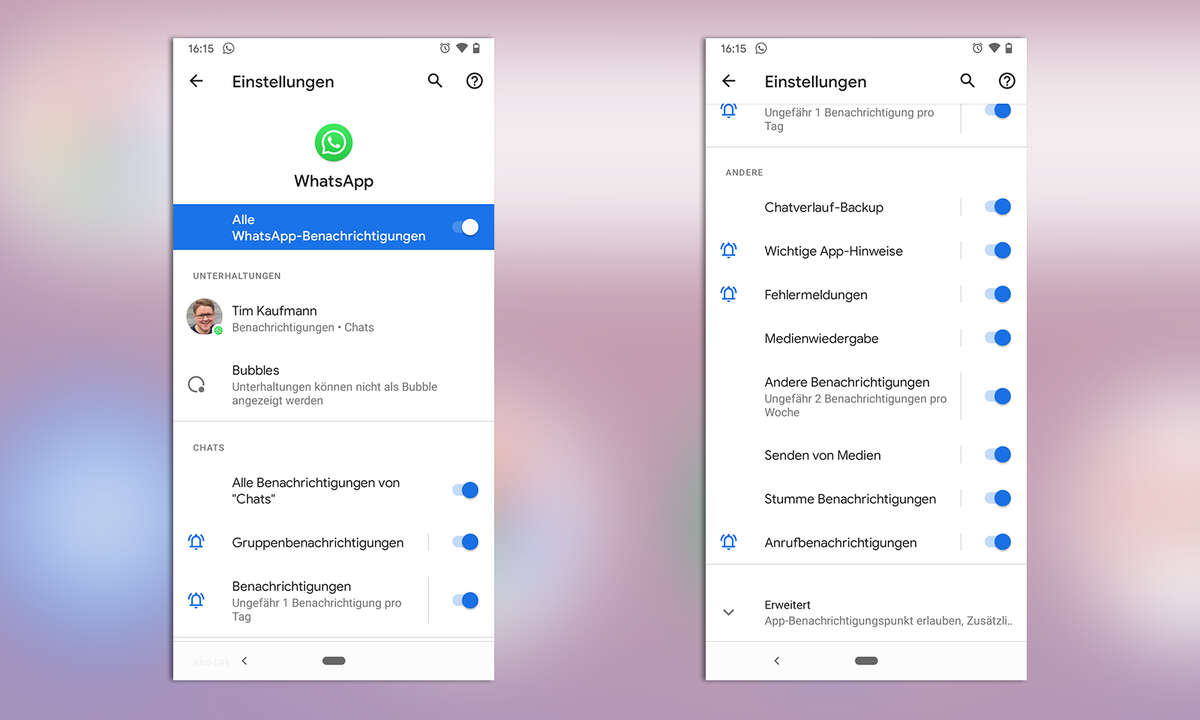 Benachrichtigungen in Android 11