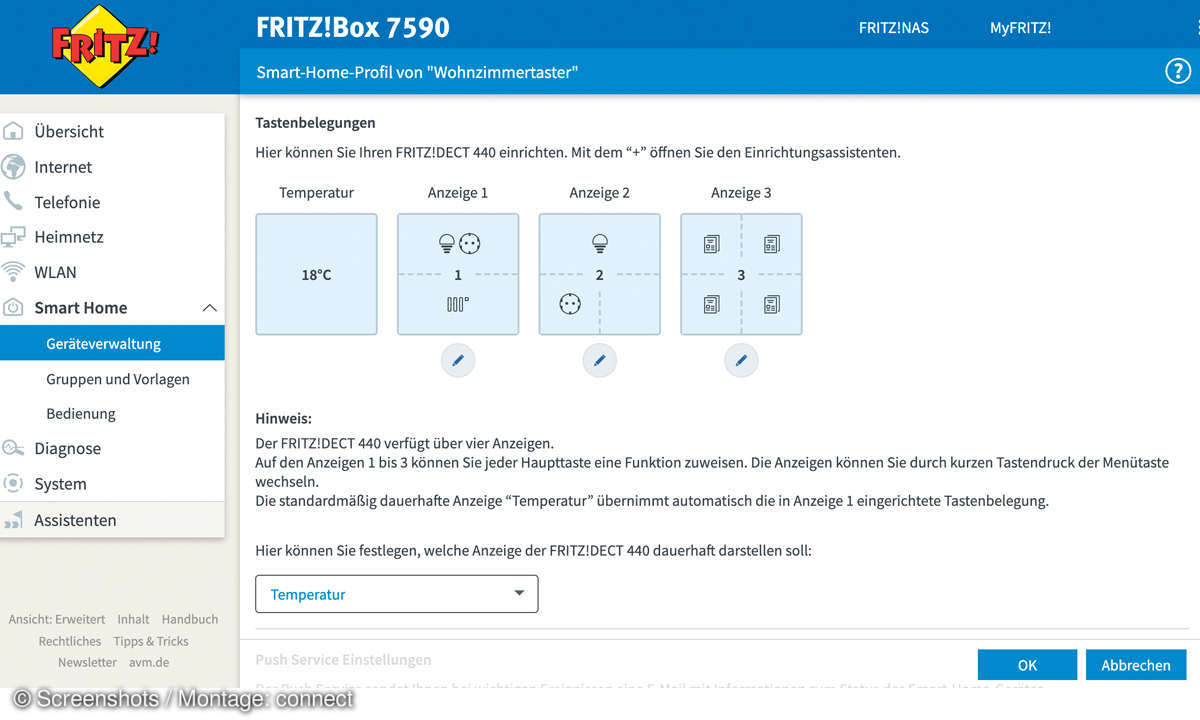 Heimvernetzung mit der Fritzbox - Screenshot Anzeigevarianten