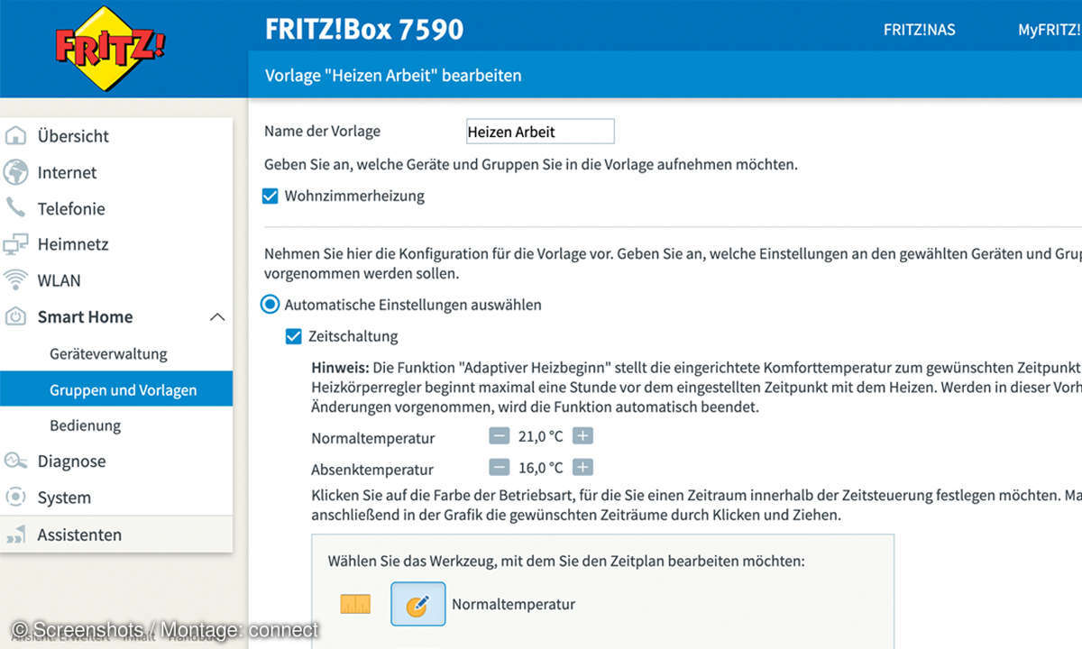 Heimvernetzung mit der Fritzbox - Zeitplan Vorlage Screenshot