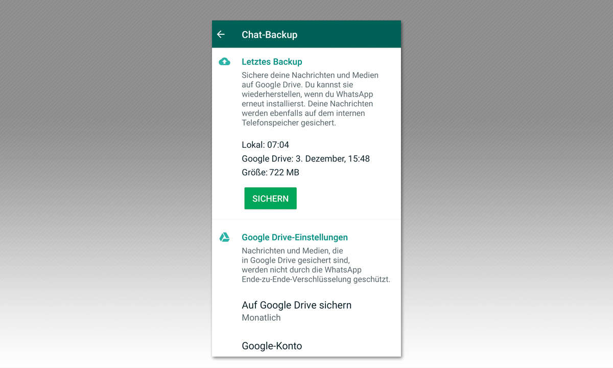 Handy wechseln: So geht's - Screenshot WhatsApp Backup