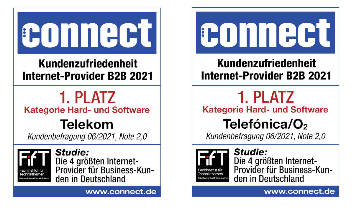 Siegel Kategorie Soft- und Hardware, Kundenbarometer Internet B2B 2021