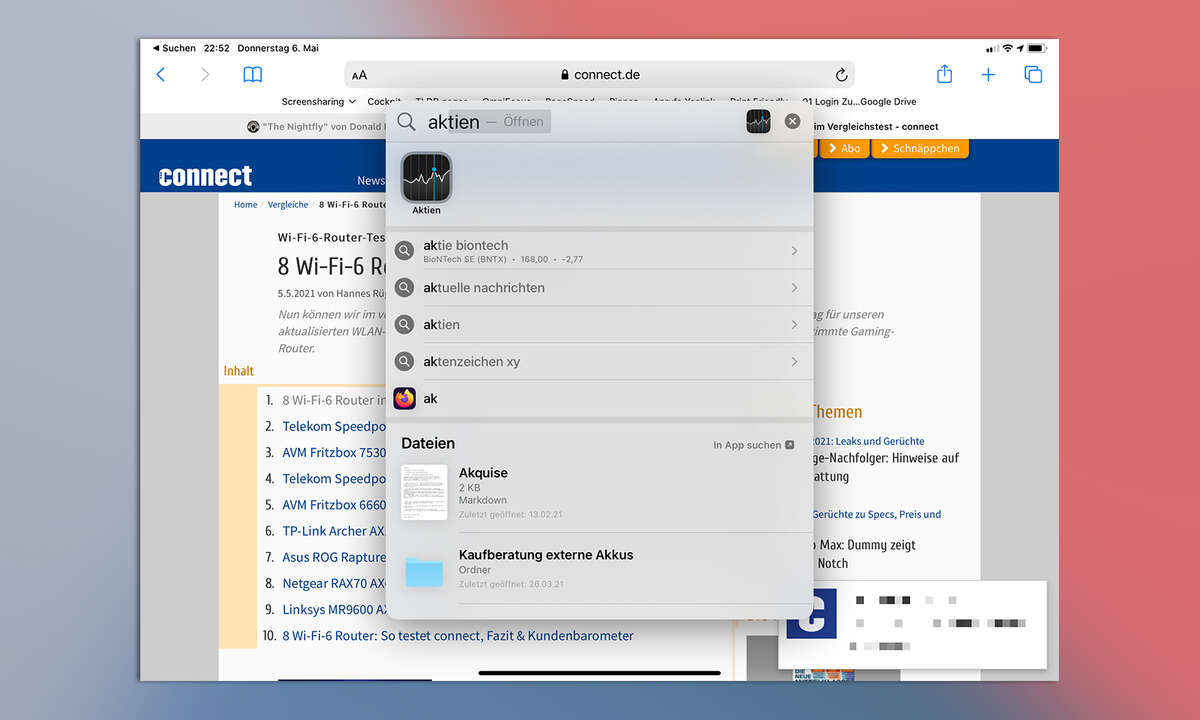 Multitasking iPadOS 14: Spotlight als Split View Hilfe